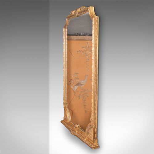 GRAND ANTIQUE OVERMANTLE MIRROR ENGLISH GILTWOOD ITALIANATE TASTE VICTORIAN - ADDITIONAL PHOTO 2