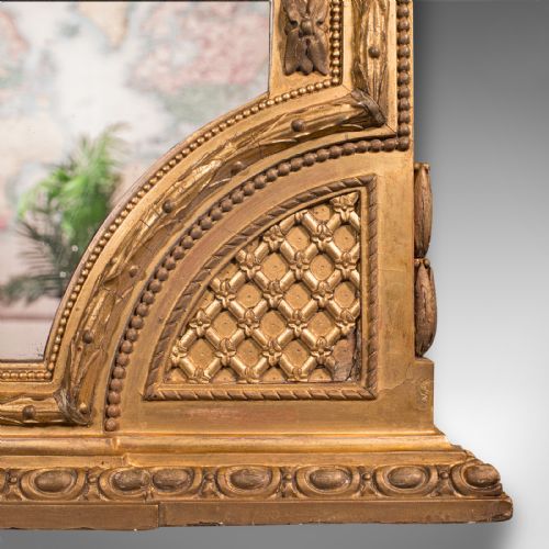 GRAND ANTIQUE OVERMANTLE MIRROR ENGLISH GILTWOOD ITALIANATE TASTE VICTORIAN - ADDITIONAL PHOTO 4