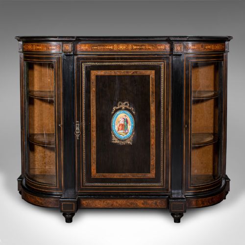 fig 2. Antique Drawing Room Credenza, English, Walnut, Display Cabinet, Victorian, 1850