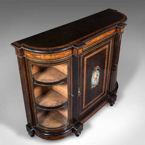 fig 4. Antique Drawing Room Credenza, English, Walnut, Display Cabinet, Victorian, 1850