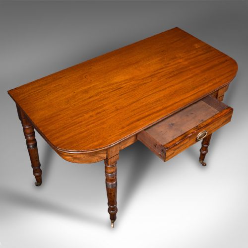 fig 4. Pair Of Antique Demi Lune End Tables, English, Side, Reception Hall, Regency