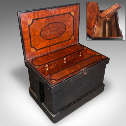 ANTIQUE CABINET MAKER'S CHEST ENGLISH TOOL TRUNK FITTED INTERIOR VICTORIAN - ADDITIONAL PHOTO 8