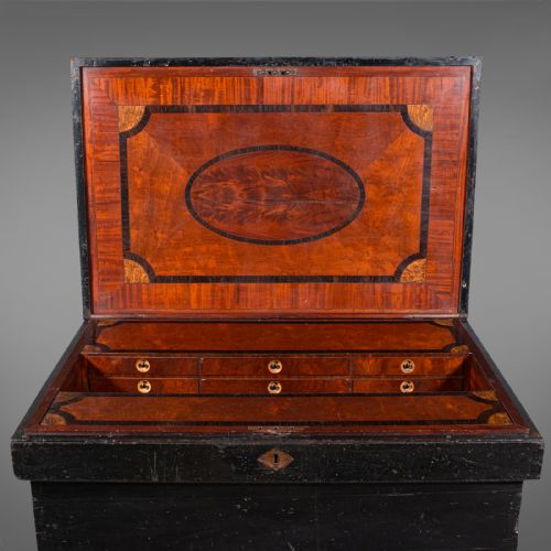 ANTIQUE CABINET MAKER'S CHEST ENGLISH TOOL TRUNK FITTED INTERIOR VICTORIAN - ADDITIONAL PHOTO 9