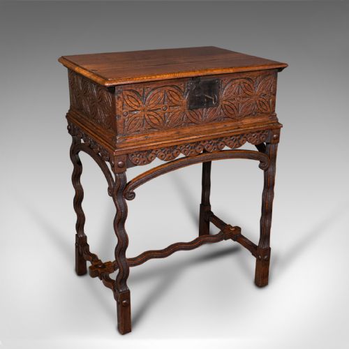 ANTIQUE BIBLE BOX ENGLISH OAK CHEST ON STAND WILLIAM MARY BESPOKE FRAME