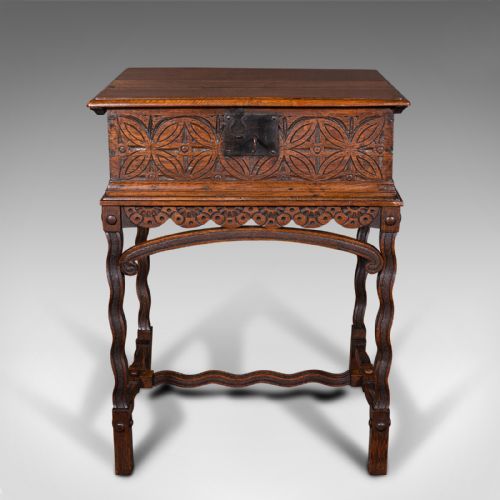 ANTIQUE BIBLE BOX ENGLISH OAK CHEST ON STAND WILLIAM MARY BESPOKE FRAME - ADDITIONAL PHOTO 2