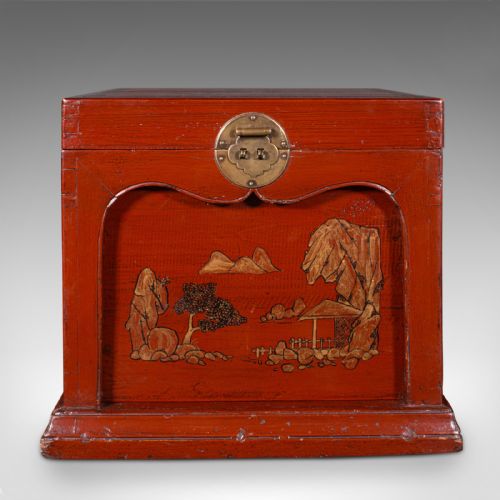 ANTIQUE TRAVELLING JEWELLERY BOX CHINESE LACQUERED CAMPAIGN CASE VICTORIAN - ADDITIONAL PHOTO 2