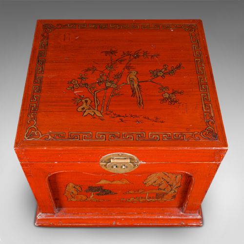 ANTIQUE TRAVELLING JEWELLERY BOX CHINESE LACQUERED CAMPAIGN CASE VICTORIAN - ADDITIONAL PHOTO 5