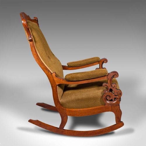 fig 2. Antique Rocking Chair, English, Walnut, Armchair, Rocker, Victorian, Circa 1880