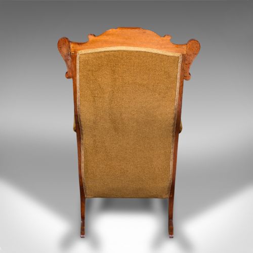 fig 5. Antique Rocking Chair, English, Walnut, Armchair, Rocker, Victorian, Circa 1880