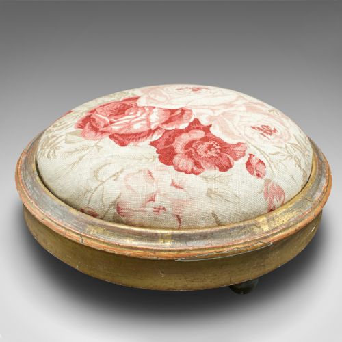 fig 2. Antique Padded Footstool, English, Giltwood, Lounge Stool, Regency, Circa 1820