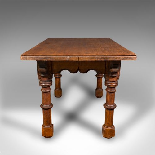 fig 2. Antique Kitchen Dining Table, Scottish, Oak, 4-6 Seat, Gothic Revival, Victorian