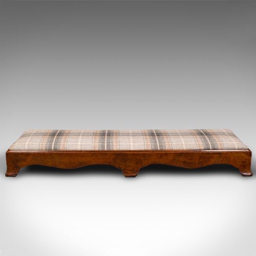 ANTIQUE CARRIAGE STOOL ENGLISH TWEED UPHOLSTERY FIRESIDE REST GEORGIAN 1780 - ADDITIONAL PHOTO 1