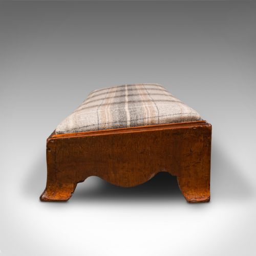 ANTIQUE CARRIAGE STOOL ENGLISH TWEED UPHOLSTERY FIRESIDE REST GEORGIAN 1780 - ADDITIONAL PHOTO 3