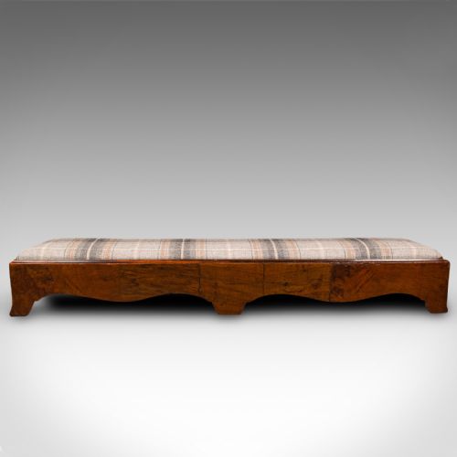 ANTIQUE CARRIAGE STOOL ENGLISH TWEED UPHOLSTERY FIRESIDE REST GEORGIAN 1780 - ADDITIONAL PHOTO 4
