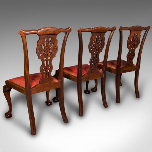 fig 6. Set Of 8 Antique Dining Chairs, English, Leather, Chippendale Revival, Victorian