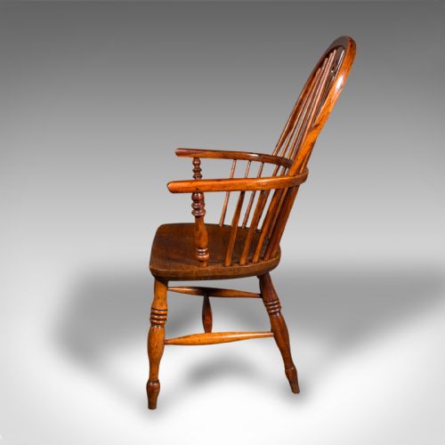 fig 2. Antique Windsor Chair, English, Elm, Elbow, Armchair, Country House, Victorian