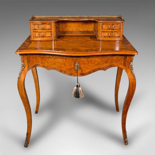 fig 1. Antique Bonheur Du Jour, French, Walnut, Ladies Writing Desk, Victorian, C.1900
