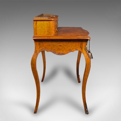 fig 3. Antique Bonheur Du Jour, French, Walnut, Ladies Writing Desk, Victorian, C.1900