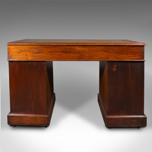 fig 4. Antique Twin Pedestal Desk, English, Office, Study, Writing Table, Victorian