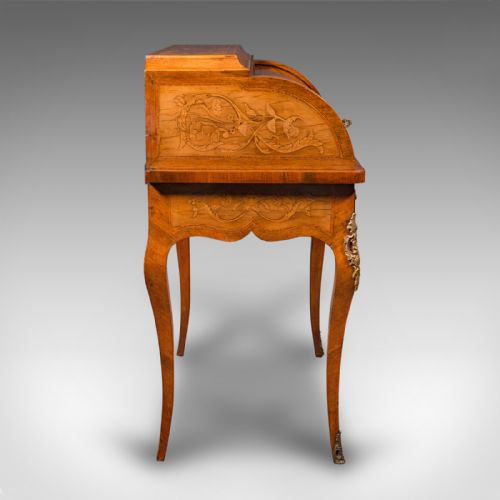 fig 3. Antique Ladies Writing Desk, French, Walnut, Table, Bonheur Du Jour, Victorian
