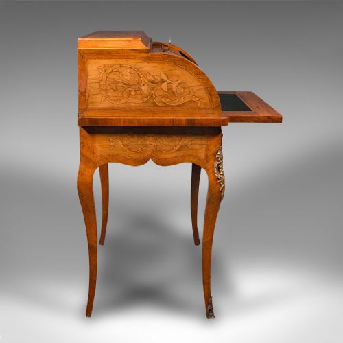 fig 4. Antique Ladies Writing Desk, French, Walnut, Table, Bonheur Du Jour, Victorian