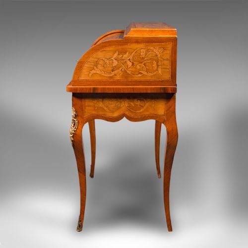 fig 5. Antique Ladies Writing Desk, French, Walnut, Table, Bonheur Du Jour, Victorian