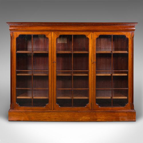 fig 1. Antique Glazed Bookcase, English, Walnut, Library Cabinet, Edwardian, Circa 1910