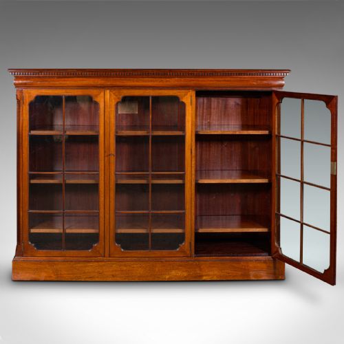 fig 5. Antique Glazed Bookcase, English, Walnut, Library Cabinet, Edwardian, Circa 1910