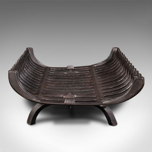 fig 1. Antique Fire Grate, English, Cast Iron, Basket Fireplace, Late Victorian, C.1900