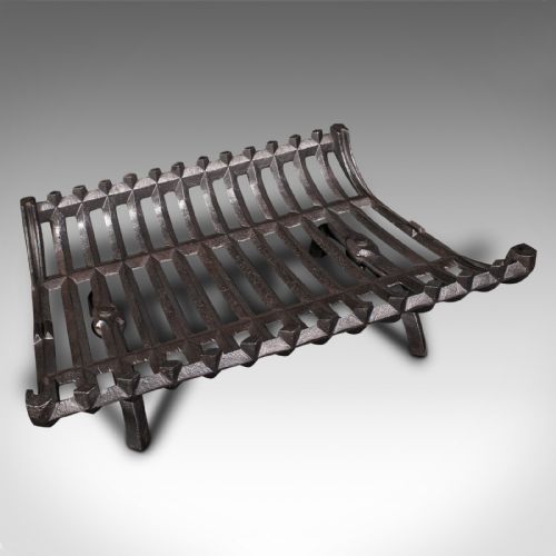 fig 3. Antique Fire Grate, English, Cast Iron, Basket Fireplace, Late Victorian, C.1900