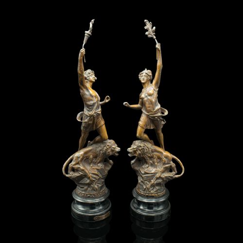 fig 2. Pair Of Antique Decorative Figures, French Bronze Spelter, Classic Taste, Statue