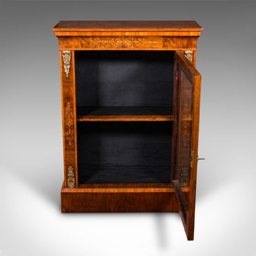 fig 2. Antique Pier Cabinet, English, Walnut, Glazed Display Cupboard, Victorian, 1870