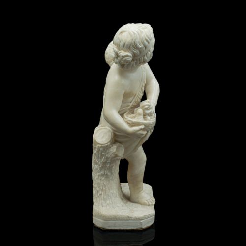 fig 1. Antique Carved Cherub Figure, Italian, Marble, Putto, After Franchi, Victorian