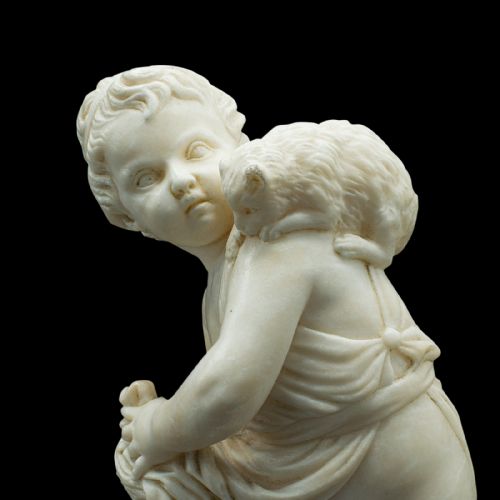 fig 2. Antique Carved Cherub Figure, Italian, Marble, Putto, After Franchi, Victorian
