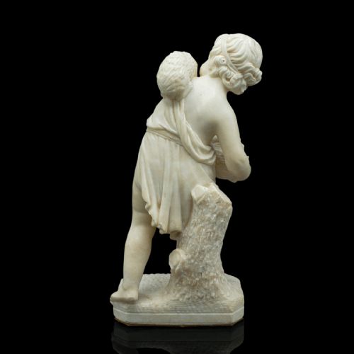 fig 4. Antique Carved Cherub Figure, Italian, Marble, Putto, After Franchi, Victorian
