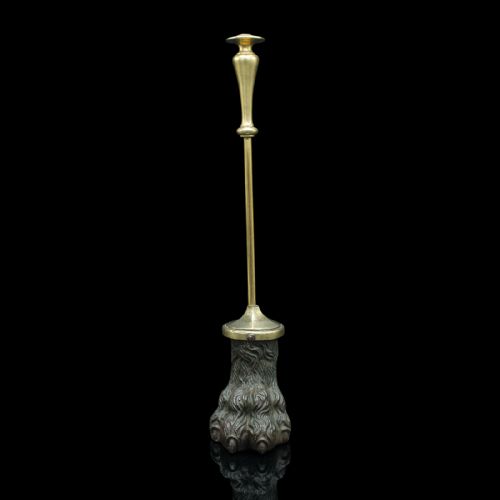 fig 1. Antique Lion Paw Doorstop, English, Cast Iron, Brass, Decor, Keeper, Georgian