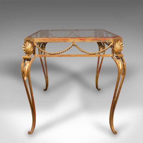 fig 2. Antique Glazed Coffee Table, French, Brass, Art Nouveau, Early 20th, Circa 1920