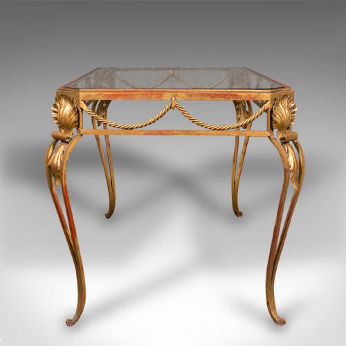 fig 3. Antique Glazed Coffee Table, French, Brass, Art Nouveau, Early 20th, Circa 1920