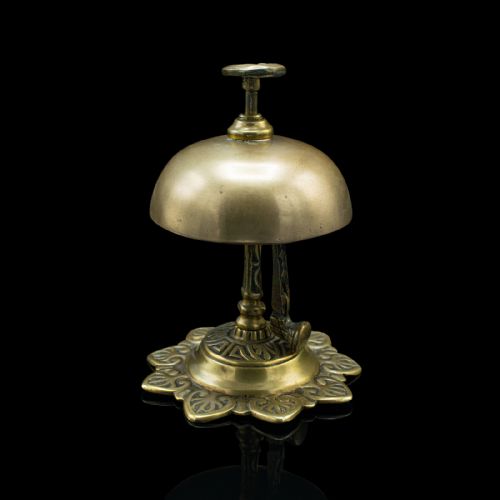 Antique Reception Bell, English, Brass, Country House, Counter Top, Victorian