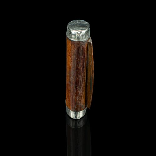 fig 3. Small Antique Pill Box, French, Walnut, Silver Plate, Pocket Case, Victorian