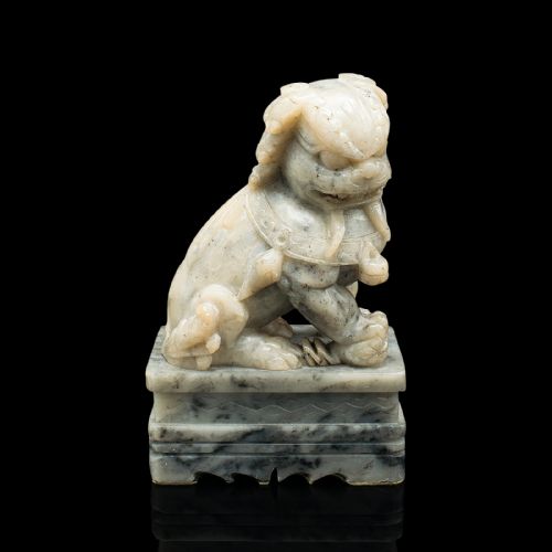 PAIR OF ANTIQUE ORIENTAL DOG BOOKEND CHINESE SOAPSTONE DOG OF FO VICTORIAN - ADDITIONAL PHOTO 2