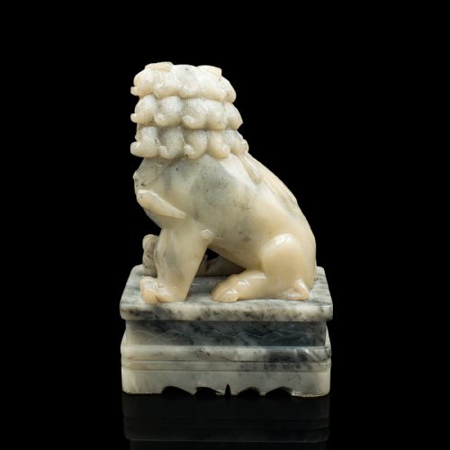 PAIR OF ANTIQUE ORIENTAL DOG BOOKEND CHINESE SOAPSTONE DOG OF FO VICTORIAN - ADDITIONAL PHOTO 3