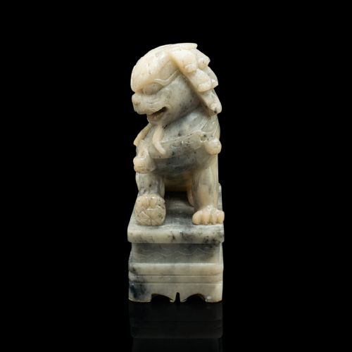PAIR OF ANTIQUE ORIENTAL DOG BOOKEND CHINESE SOAPSTONE DOG OF FO VICTORIAN - ADDITIONAL PHOTO 4