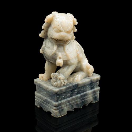 PAIR OF ANTIQUE ORIENTAL DOG BOOKEND CHINESE SOAPSTONE DOG OF FO VICTORIAN - ADDITIONAL PHOTO 6