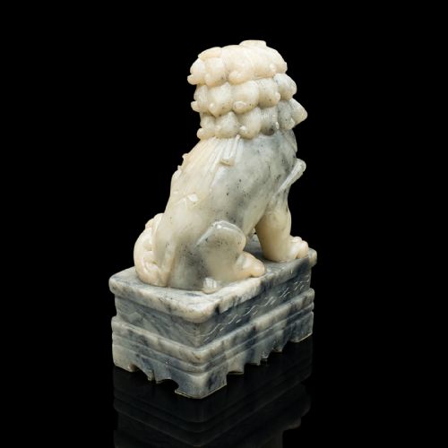 PAIR OF ANTIQUE ORIENTAL DOG BOOKEND CHINESE SOAPSTONE DOG OF FO VICTORIAN - ADDITIONAL PHOTO 7