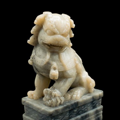 PAIR OF ANTIQUE ORIENTAL DOG BOOKEND CHINESE SOAPSTONE DOG OF FO VICTORIAN - ADDITIONAL PHOTO 8