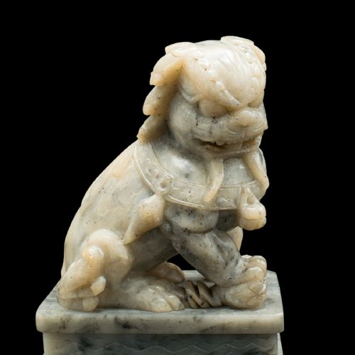 PAIR OF ANTIQUE ORIENTAL DOG BOOKEND CHINESE SOAPSTONE DOG OF FO VICTORIAN - ADDITIONAL PHOTO 9