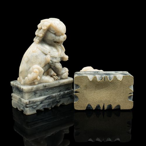 PAIR OF ANTIQUE ORIENTAL DOG BOOKEND CHINESE SOAPSTONE DOG OF FO VICTORIAN - ADDITIONAL PHOTO 10