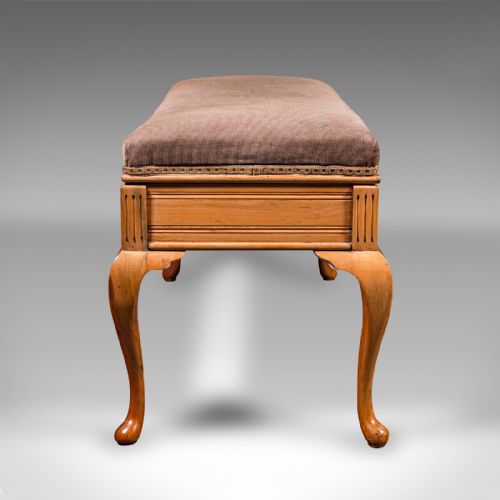 fig 3. Antique Duet Stool, English, Walnut, Velvet, Recital, Window Bench, Edwardian