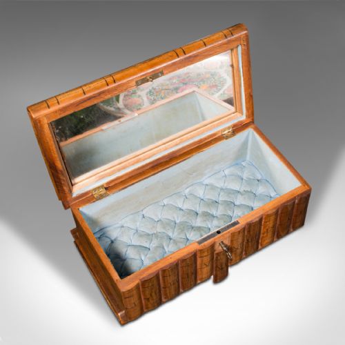 ANTIQUE LADIES VANITY BOX ITALIAN OLIVE WOOD KEEPSAKE JEWELLERY SORRENTO - ADDITIONAL PHOTO 9